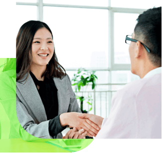 Woman shaking clients hand