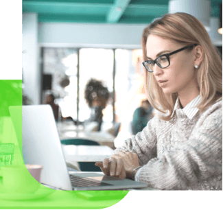 Lady reading computer screen