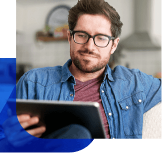 Male reading tablet