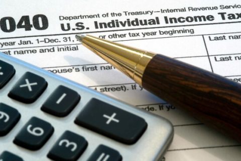 Calculator with income tax forms