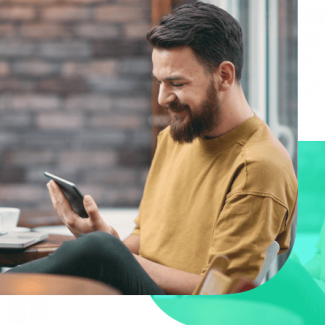 Man looking at tablet