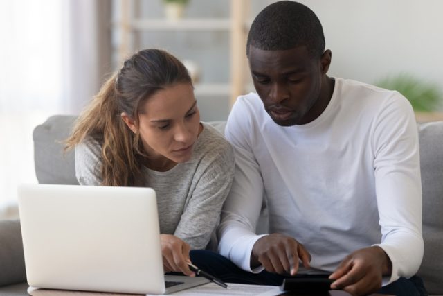Couple discussing money