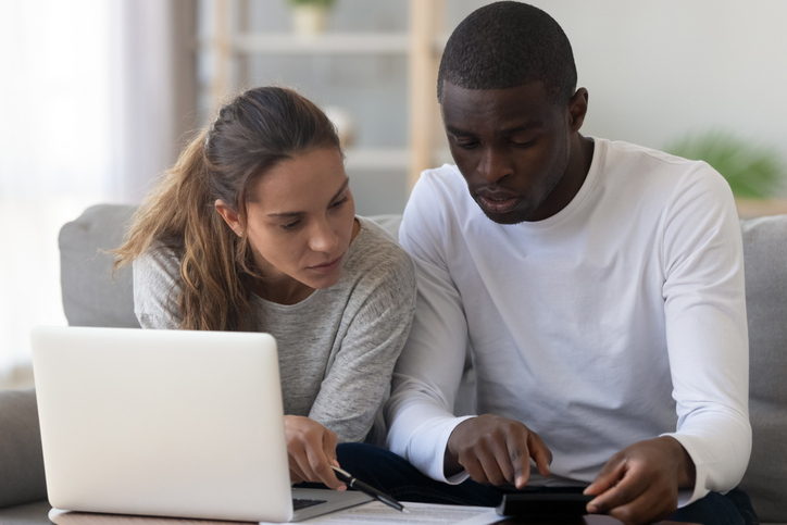 Couple discussing money