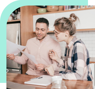 Couple looking over finances together