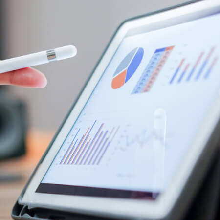 Investing portfolio on tablet
