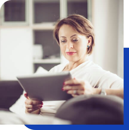 Woman reading a tablet