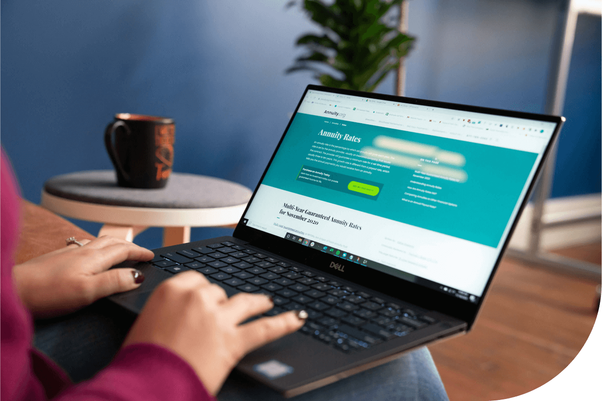 Woman searching through Annuity.org on a laptop