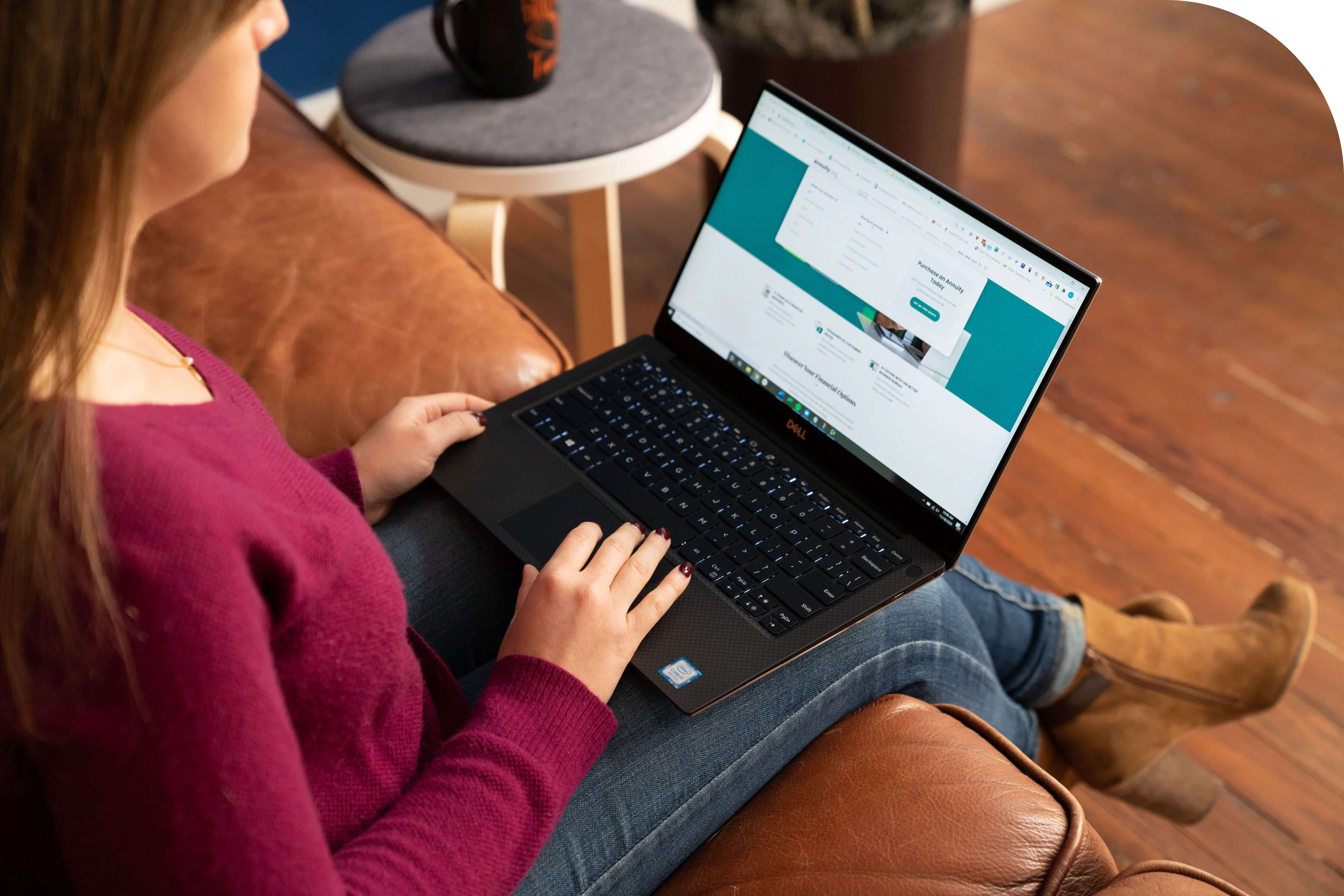 Woman searching through Annuity.org on her laptop