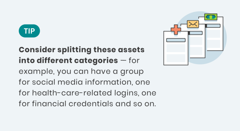 Consider splitting digital assets into categories