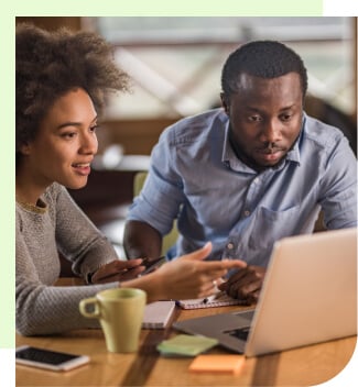 Couple viewing financial resources