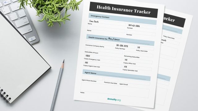 Health insurance tracking sheets