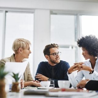 Group of employees working together