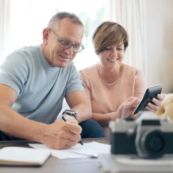 Couple looking at papers