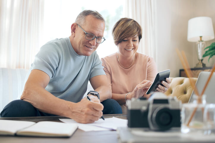 Couple looking at papers