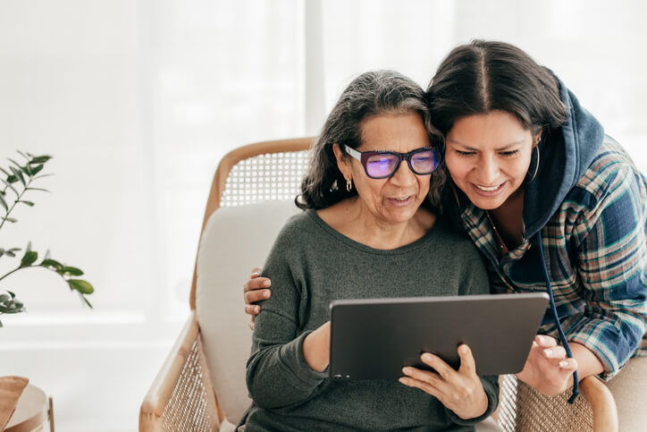 Women using tablet