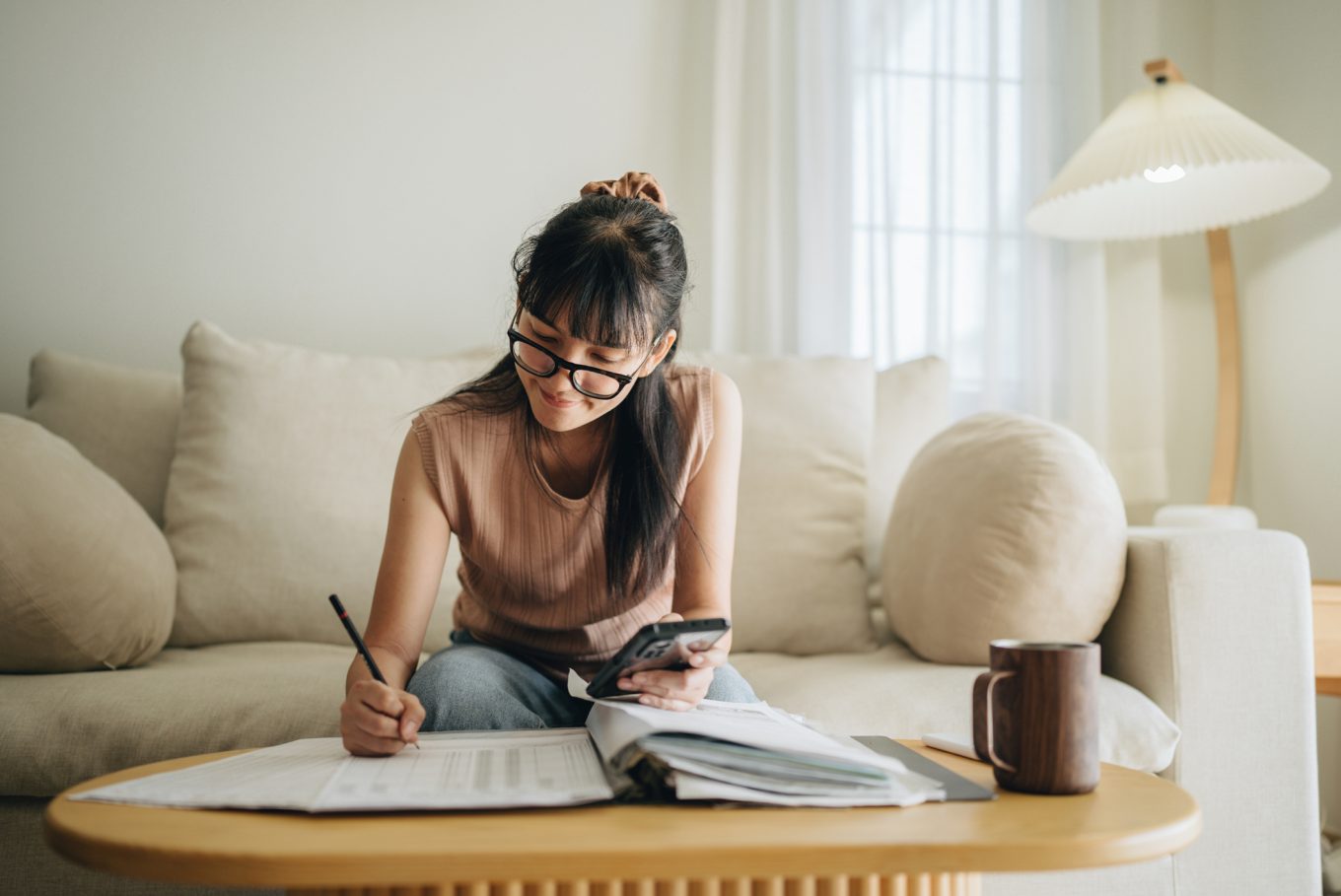 Woman doing taxes