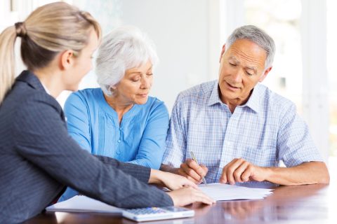 Older couple creating a living will