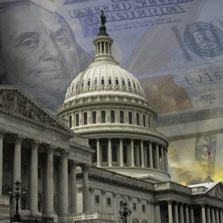 capital building with money in the background