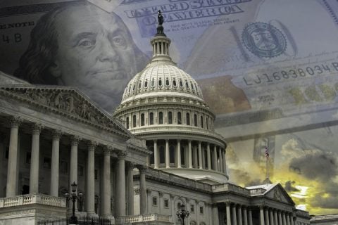 capital building with money in the background