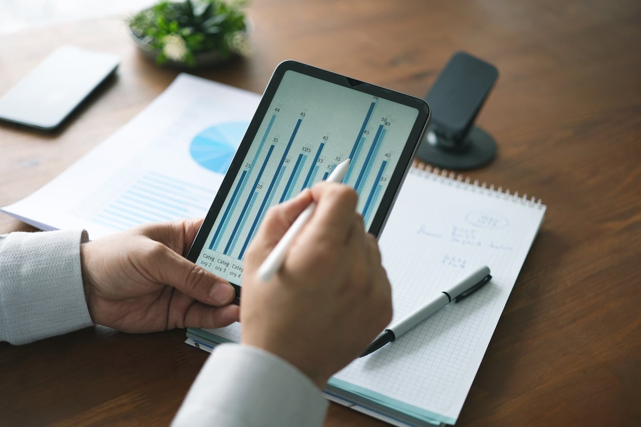 businessman analyzing rates