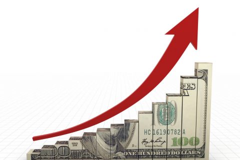 Chart with money growing