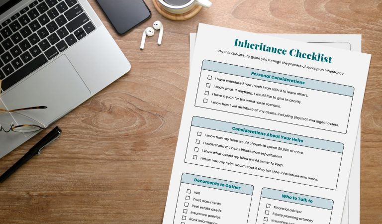Inheritance checklist on an office desk