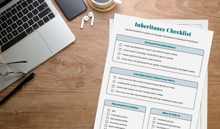 Inheritance checklist on an office desk