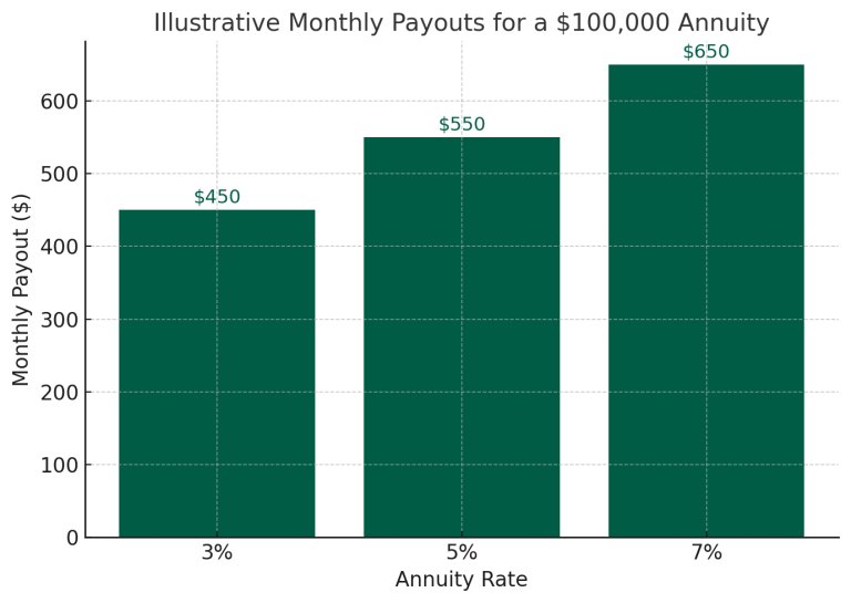 illustrative monthly payout for a $100,000 annuity