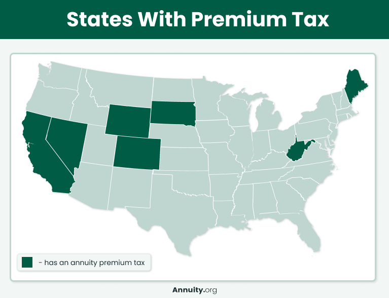 Map of states that have annuity premium tax