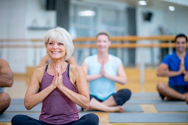 Older woman at fitness class